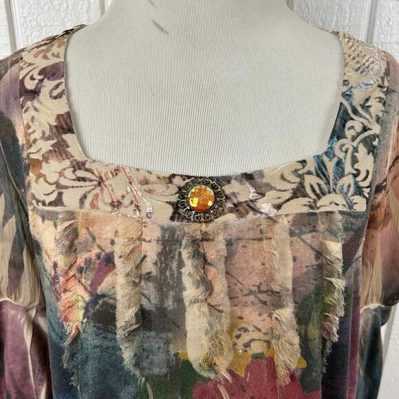 Bleu Top Forest Fairy Princess Boho Goddess Long Sleeve Women Y2k Cottage Large - Picture 4 of 10